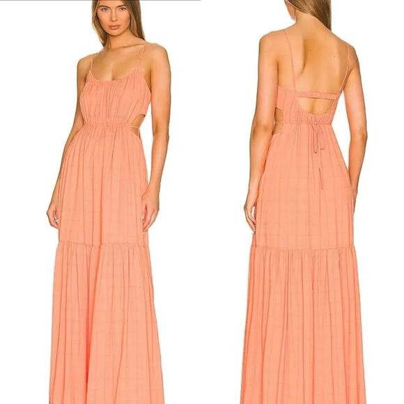 Jonathan Simkhai Orange Lisa Cutout Flowy Maxi Dress Medium MSRP $445 - Picture 1 of 14